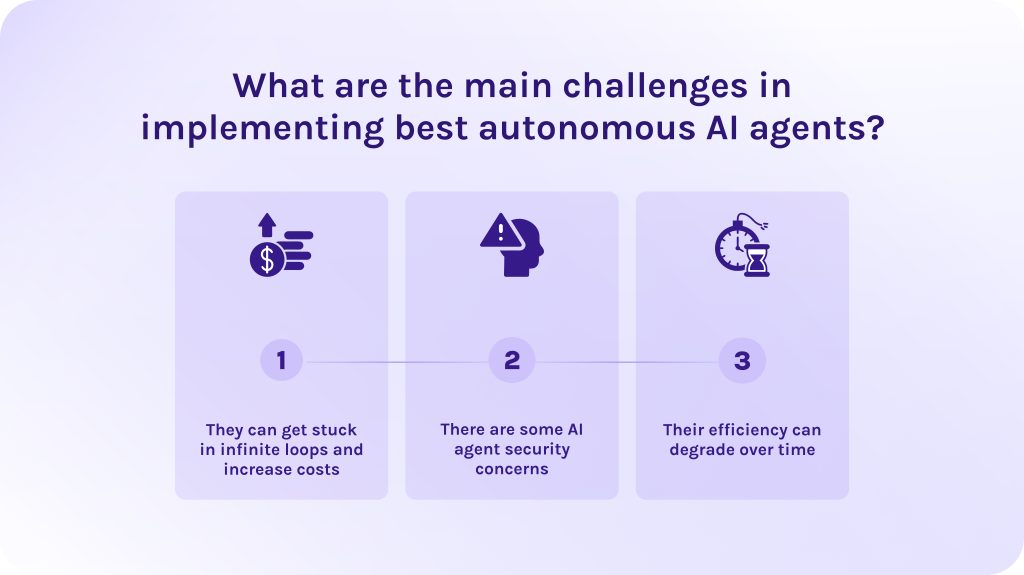 What are the main challenges in implementing best autonomous AI agents