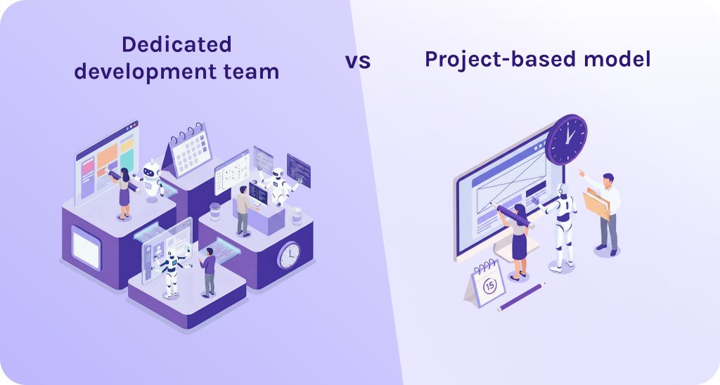 What is the difference between dedicated development teams and project-based models