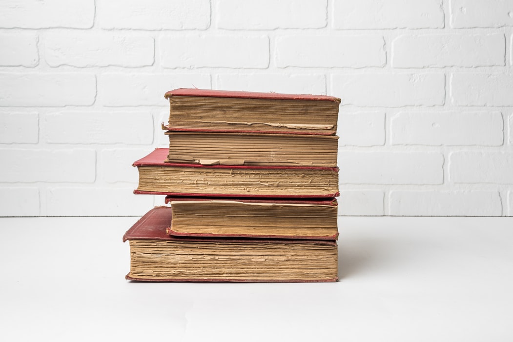 a stack of old books